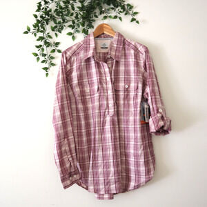 NEW Ridgecut Women's Purple Plaid Long Sleeve Popover Shirt Size Large